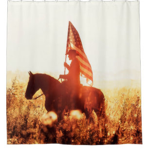 Western - cowboy portrait with USA flag