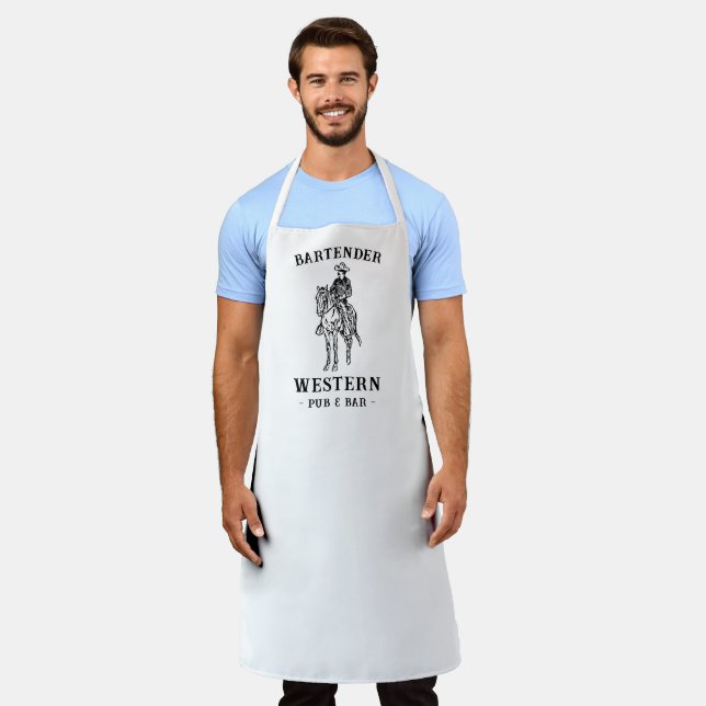 Western Cowboy Pub & Bar Custom Bartender Apron (Worn)