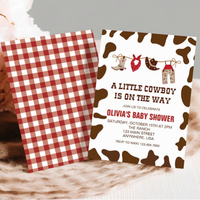 Western Cowboy  red Baby Shower Invitation (Creator Uploaded)