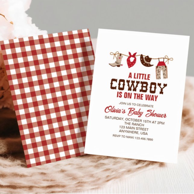 Western Cowboy  red Baby Shower Invitation (Creator Uploaded)