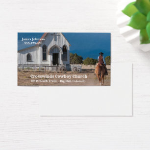 Western Cowboy Riding To Church Business Cards