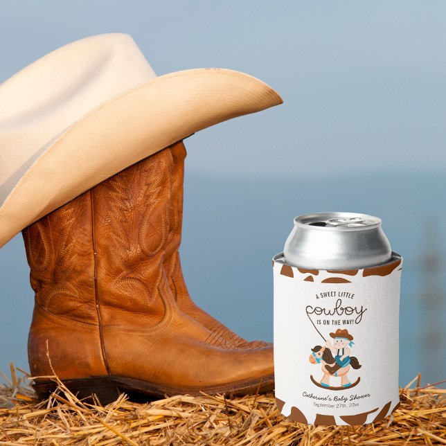 Western Cowboy Rocking Horse Boy Baby Shower  Can Cooler (Creator Uploaded)