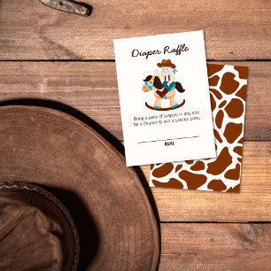 Western Cowboy Rocking Horse Boy Diaper Raffle Enclosure Card