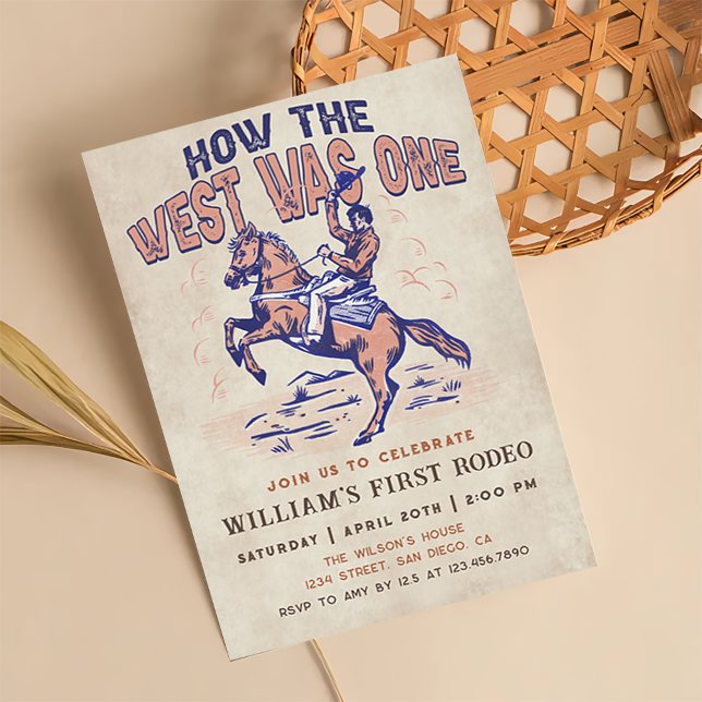 Western Cowboy Rodeo Birthday How the West Was One Invitation (Creator Uploaded)