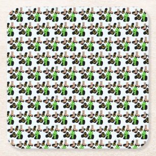 Western Cowboy Rodeo Birthday Square Paper Coaster