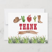 Western Cowboy Rodeo Thank You Card
