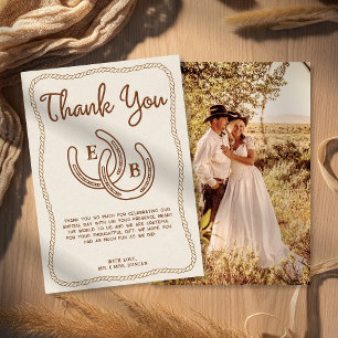 Western Cowboy Rope Horseshoe Photo Thank You Card