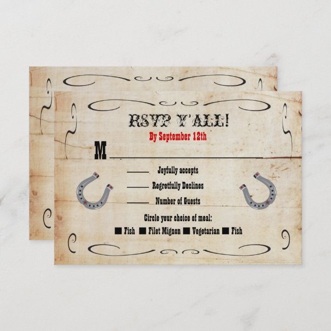 Western Cowboy RSVP Enclosure Card Insert (Front/Back)