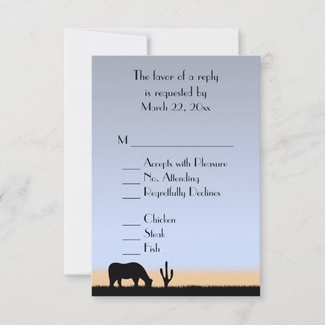 Western Cowboy RSVP with Menu Choice (Front)
