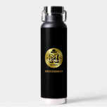 Western Cowboy Rustic Blue Gold Monogram Groomsmen Water Bottle<br><div class="desc">Personalized gifts for groomsmen and best man with western cowboy theme. Decorated with cowboy hat with vintage western font. Text and colour are editable using the Design Tool to fit your occasion. Get this customize gift for wedding,  bachelor party,  engagement party or any other special occasions.</div>