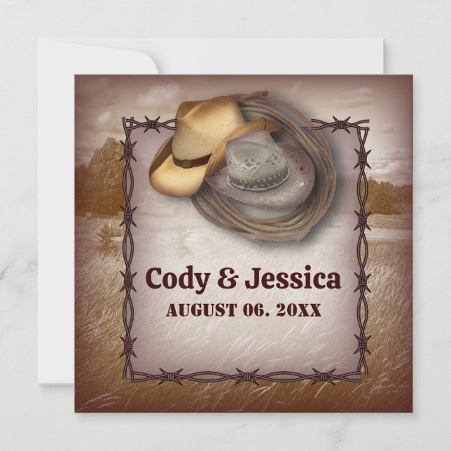 Western Cowboy Rustic Country Wedding Invitation (Front)