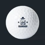Western Cowboy Rustic Groomsmen Name Monogram Golf Balls<br><div class="desc">Personalized gifts for groomsmen with western cowboy theme. Decorated with cowboy hat with vintage western font. Text and colour are editable using the Design Tool to fit your occasion. Get this customize gift for wedding,  bachelor party,  engagement party or any other special occasions.</div>