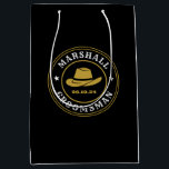 Western Cowboy Rustic Logo Personalized Groomsmen Medium Gift Bag<br><div class="desc">Personalized gifts for groomsmen with western cowboy theme. Decorated with cowboy hat with vintage western font. Text and colour are editable using the Design Tool to fit your occasion. Get this customize gift for wedding,  bachelor party,  engagement party or any other special occasions.</div>