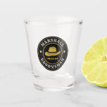 Western Cowboy Rustic Logo Personalized Groomsmen Shot Glass<br><div class="desc">Personalized gifts for groomsmen with western cowboy theme. Decorated with cowboy hat with vintage western font. Text and colour are editable using the Design Tool to fit your occasion. Get this customize gift for wedding,  bachelor party,  engagement party or any other special occasions.</div>
