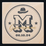 Western Cowboy Rustic Monogram Best Man Groomsmen Stone Coaster<br><div class="desc">Personalized gifts for groomsmen and best man with western cowboy theme. Decorated with cowboy hat with vintage western font. Text and colour are editable using the Design Tool to fit your occasion. Get this customize gift for wedding,  bachelor party,  engagement party or any other special occasions.</div>