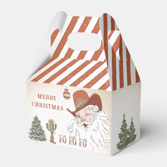 Western Cowboy Santa Christmas  Favor Box (Front Side)