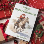 Western Cowboy Santa Christmas Holiday<br><div class="desc">This design was created though digital art. It may be personalized in the area provided by changing the photo and/or text. Or it can be customized by choosing the click to customize further option and delete or change the colour the background, add text, change the text colour or style, or...</div>