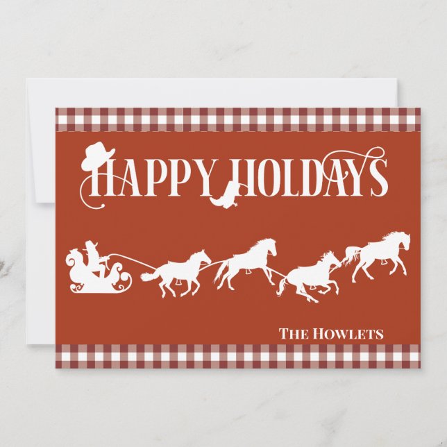 Western Cowboy Santa Sled Horse Christmas Holiday (Front)