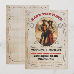 Western Cowboy Save the Date Invitation