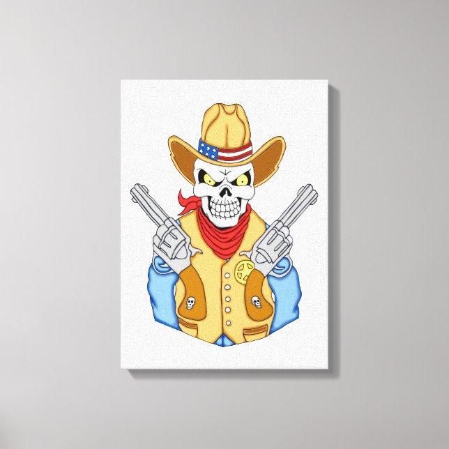 Western Cowboy Skull Canvas Print (Front)