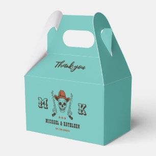 Western Cowboy Skull Monogram Boho Country Wedding Favor Box