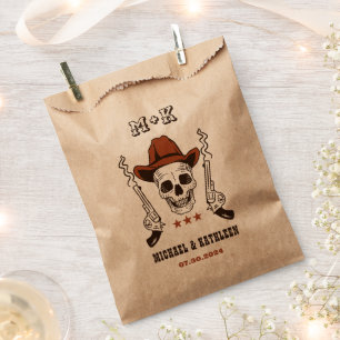Western Cowboy Skull Monogram Boho Country Wedding Favour Bag
