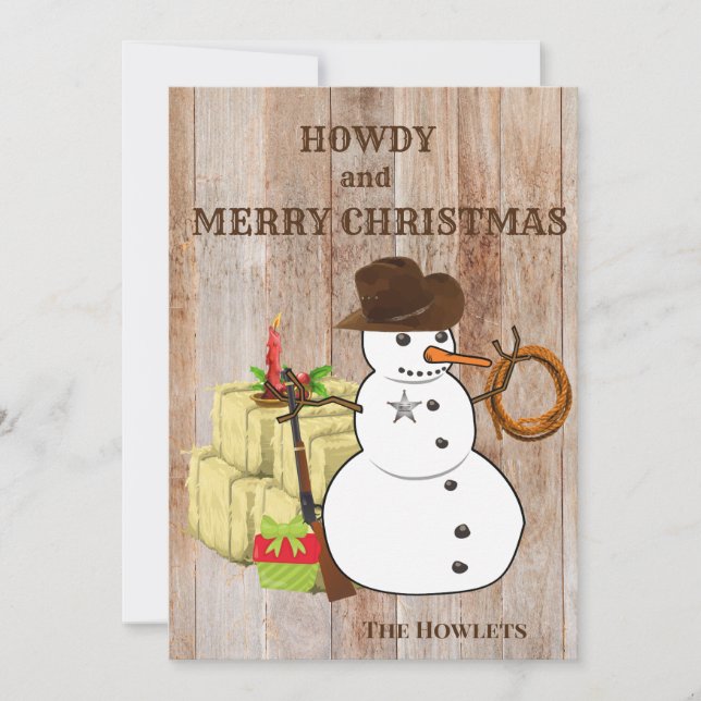 Western Cowboy Snowman Christmas Holiday (Front)