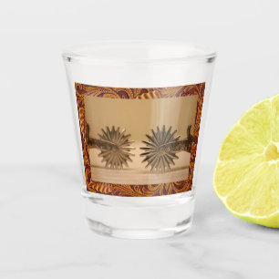 Western Cowboy Spurs Faux Leather Trim Shot Glass