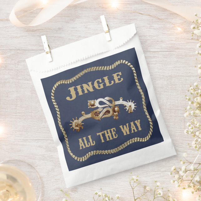Western Cowboy Spurs Jingle All The Way Favour Bag (Clipped)
