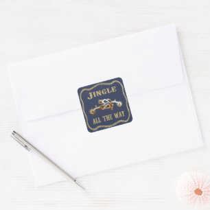 Western Cowboy Spurs Jingle All The Way Square Sticker