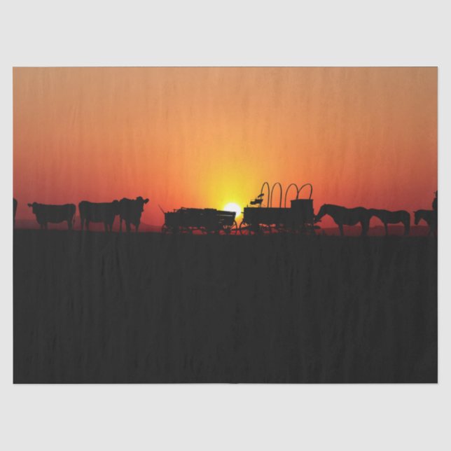 Western Cowboy Sunset 12 Decoupage Tissue Paper (Front)