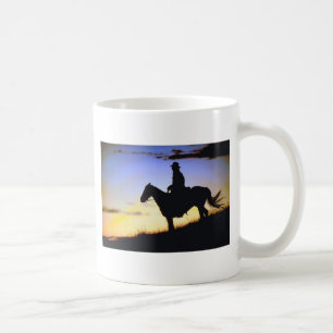 Western Cowboy Sunset Silhouette Coffee Mug