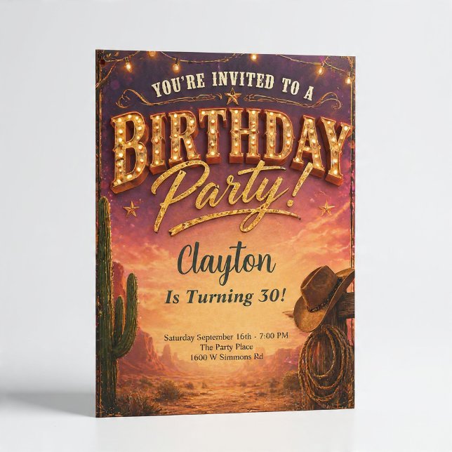 Western Cowboy Theme Birthday Party Invitation (Creator Uploaded)