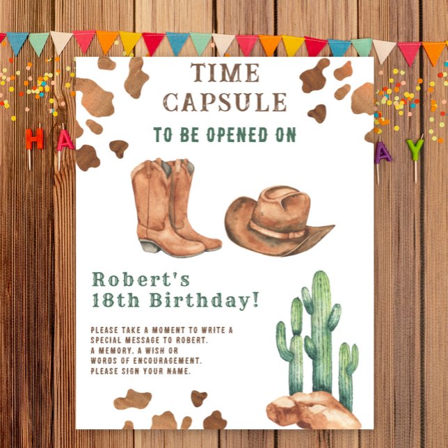 Western Cowboy Time Capsule 1st birthday Poster (Creator Uploaded)