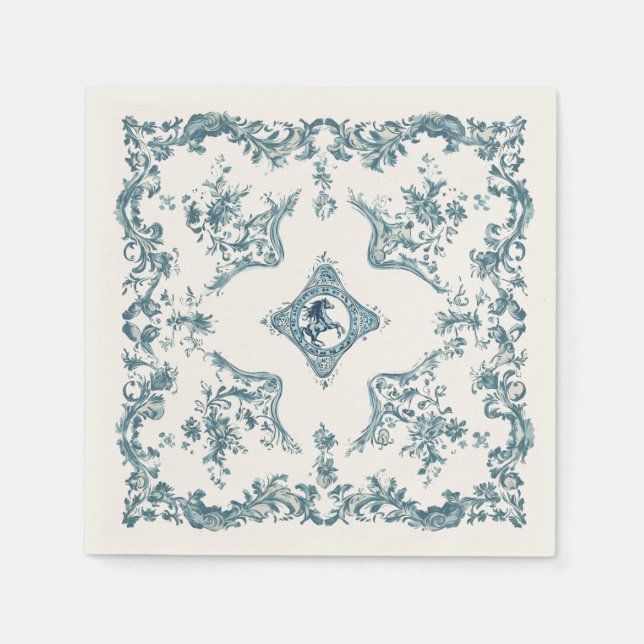 Western Cowboy Toile de Jouy Bandana Design Horse Napkin (Front)