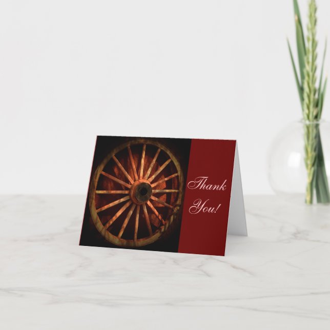 Western Cowboy Wagon Wheel Merci Cartes (Devant)