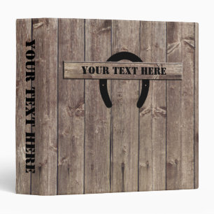 Western Cowboy Weathered Barn Wood Horseshoe Binder