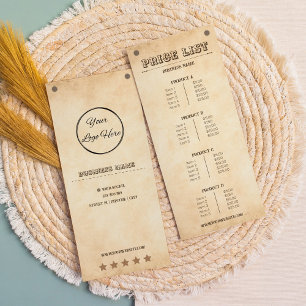 Western cowboy with logo and branding price list rack card