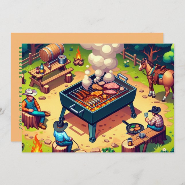 Western Cowboys Cooking Grilling Custom  Invitation (Front/Back)