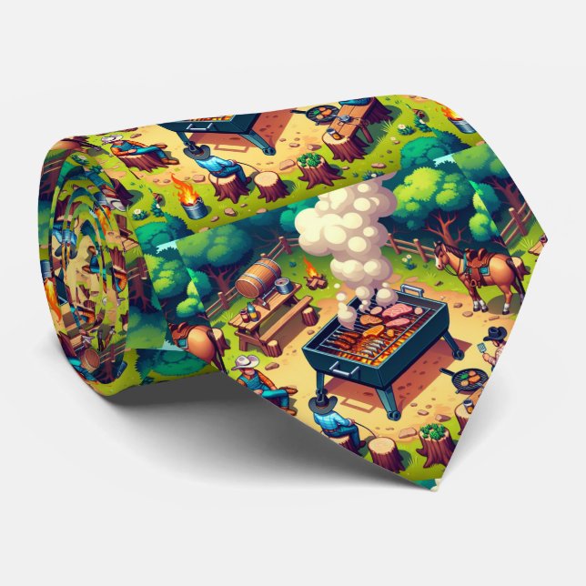 Western Cowboys Cooking Grilling Tie (Rolled)
