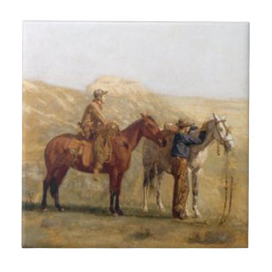 Western Cowboys With Horses Tile