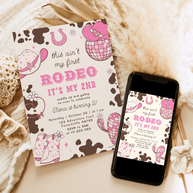 Western cowgirl 2nd Rodeo photo Birthday party Invitation (Creator Uploaded)