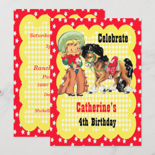 Western Cowgirl And Horse Birthday Party Invitatio Invitation