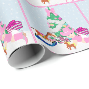 Western Cowgirl Baby Christmas Tree Scene Wrapping Paper