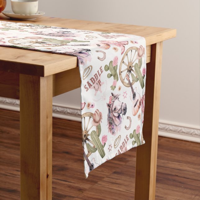 Western Cowgirl Baby Shower Table Runner – Pink  (In Situ)