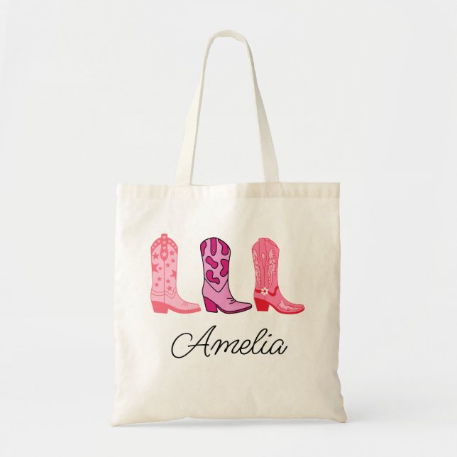 Western Cowgirl Bachelorette Tote Bags, Custom Bri (Front)