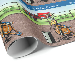 Western Cowgirl Barrel Racing Personalized Wrapping Paper