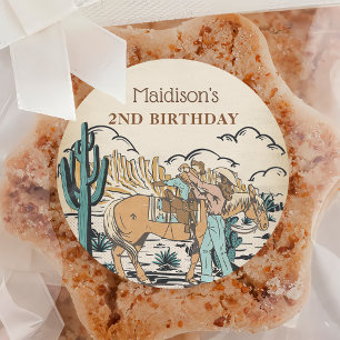 Western Cowgirl Birthday Party Classic Round Sticker