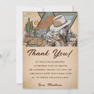 Western Cowgirl Birthday Party Thank You Card