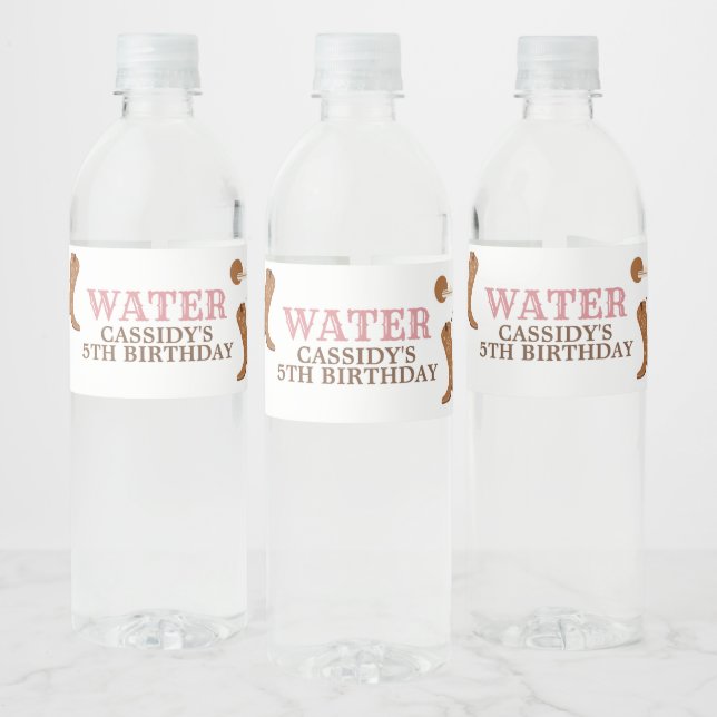 Western Cowgirl Birthday Party Water Bottle Label (Bottles)